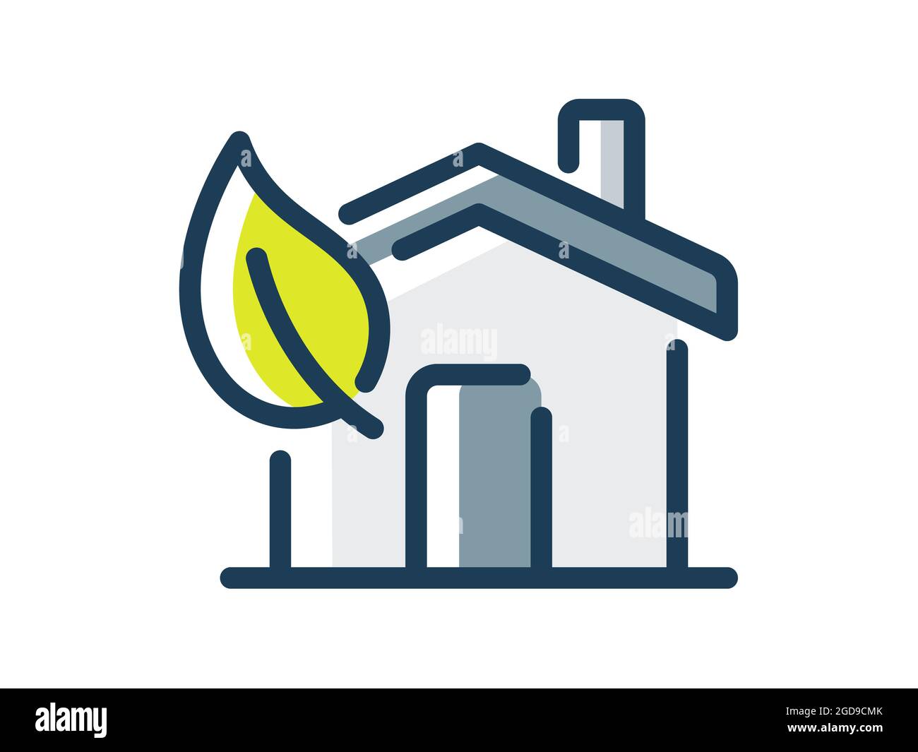 house green home smart eco friendly single isolated icon with dash or ...