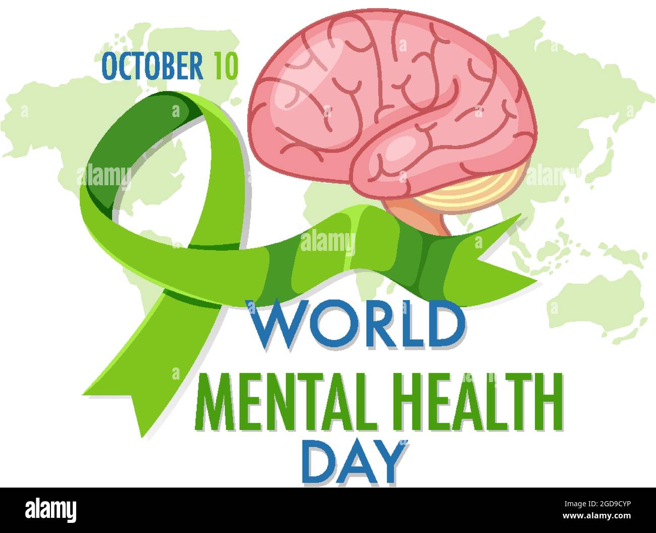 World Mental Health Day banner or logo isolated on white background ...