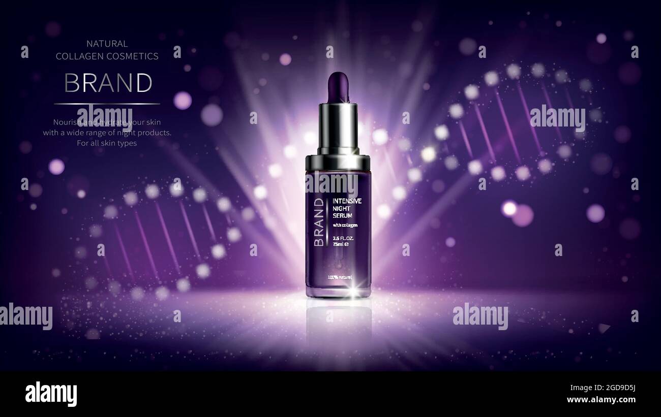 Vector realistic cosmetic ads poster. Smart skin care cosmetics, night