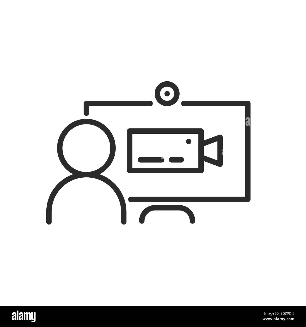 Computer with two people conferencing, online meeting Stock Vector