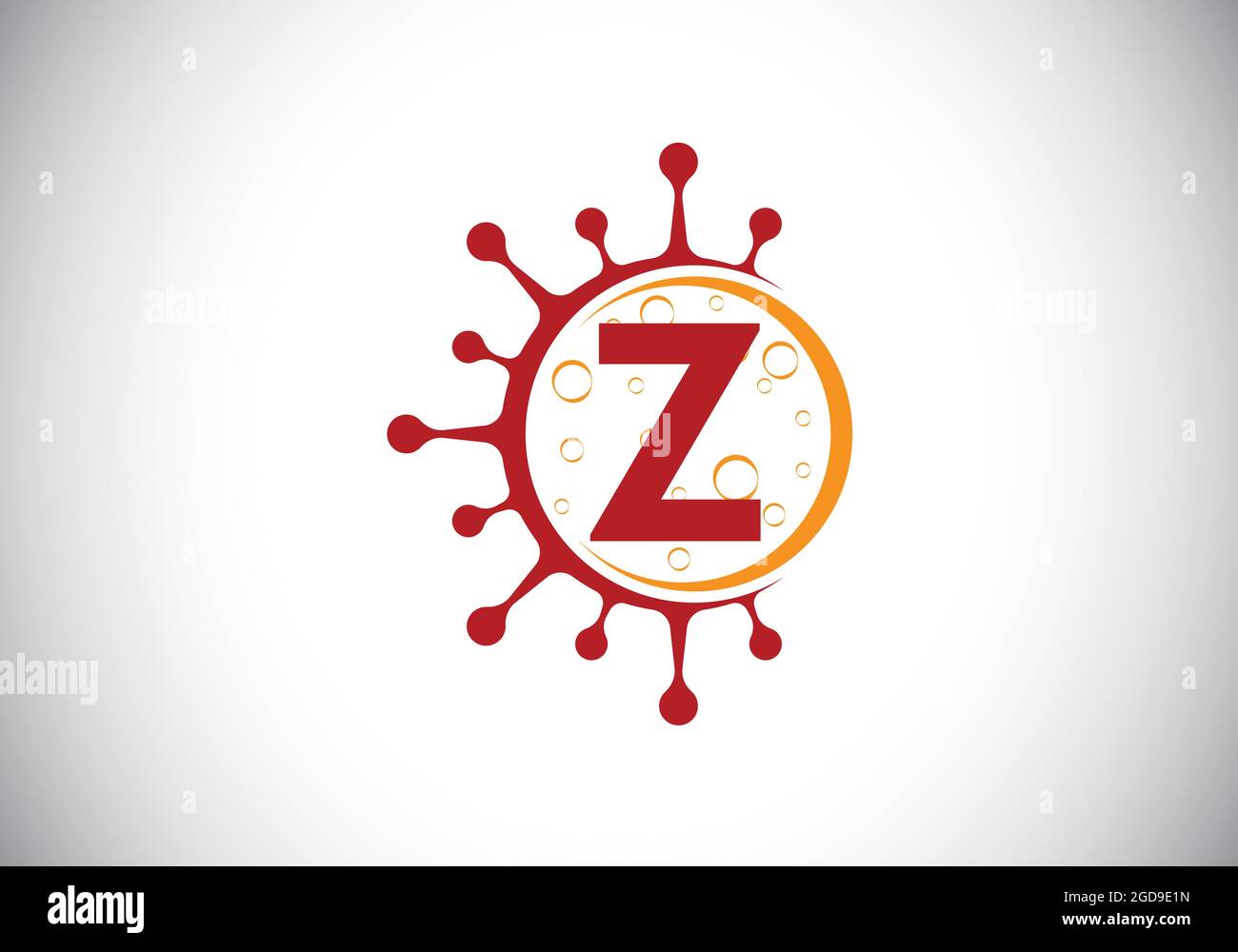 Initial Z monogram alphabet with Coronavirus cells. Lab logo sign symbol design vector Illustration. Font emblem. Corona virus (Covid-19). Stop Corona Stock Vector