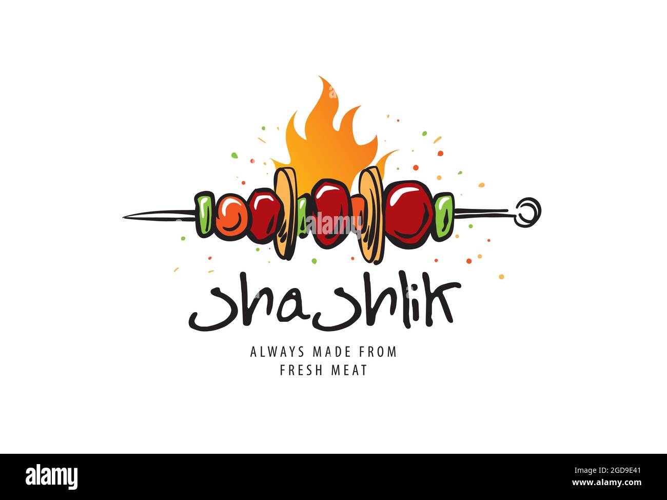Vector logo with a drawn barbecue on a skewer Stock Vector Image & Art ...