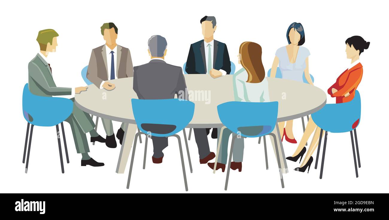 White round conference table and chairs on whi Vector Image