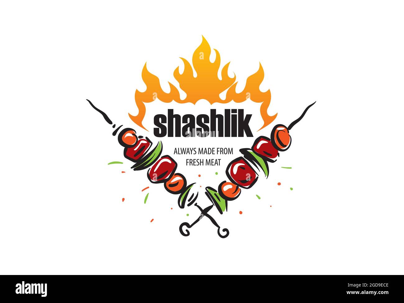 Vector logo with a drawn barbecue on a skewer Stock Vector Image & Art