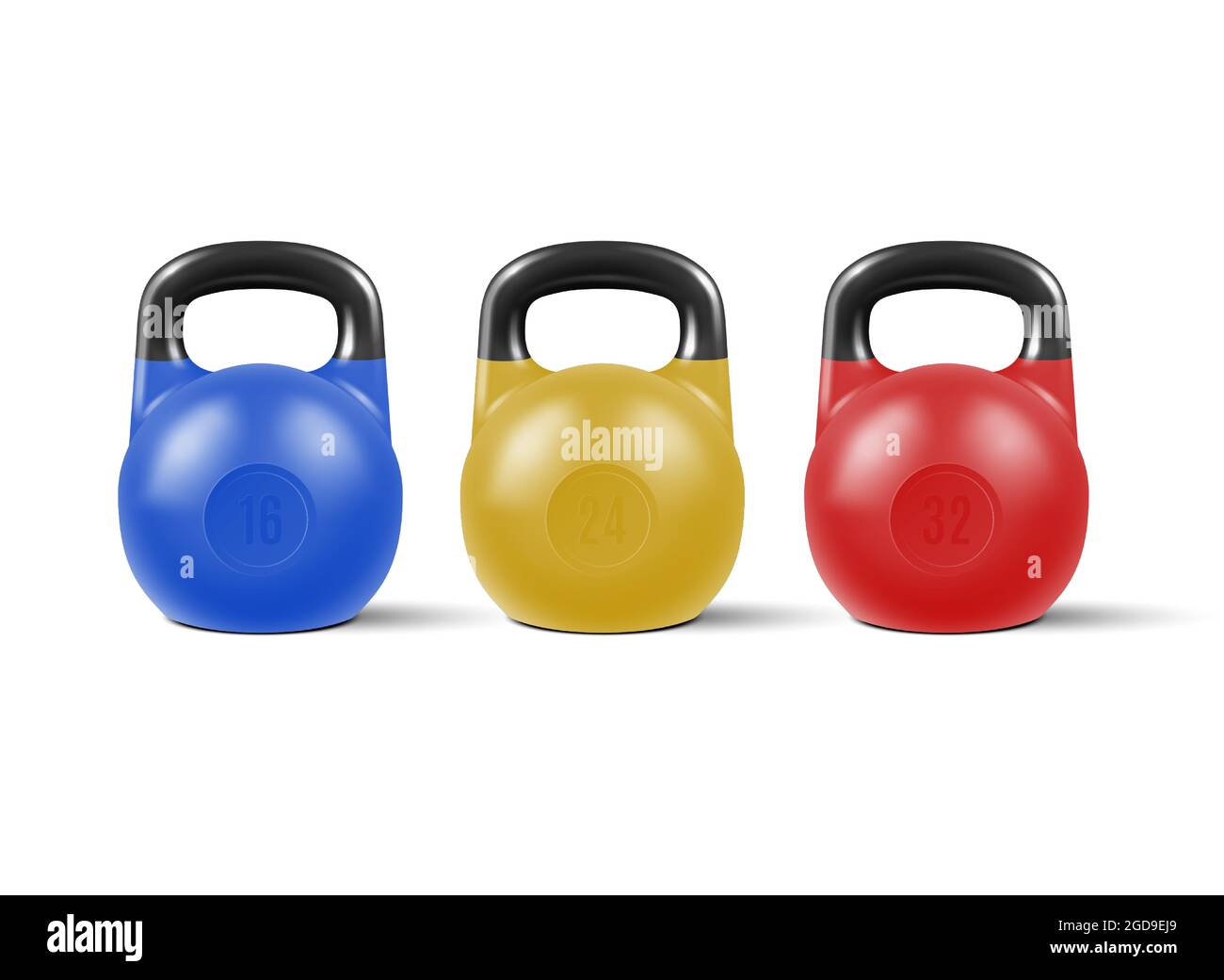 Set of realistic kettlebells for the gym. Vector illustration Stock