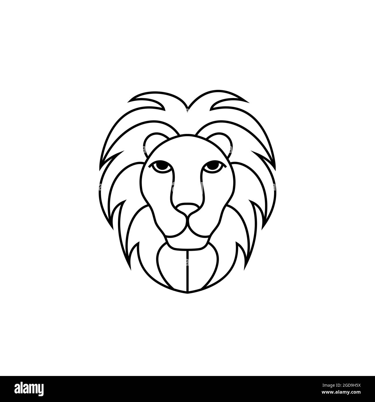 Lion head in line art style Stock Vector