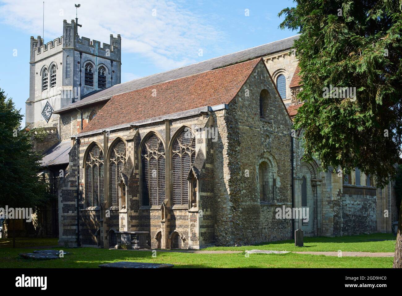 The Abbey church of Waltham Holy Cross and St Lawrence at Waltham Abbey, Essex, Southern England Stock Photo