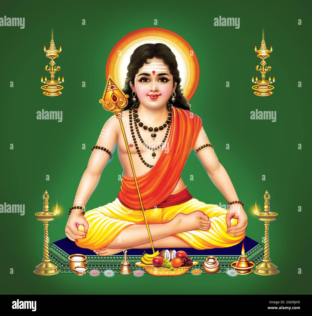 New Trending Hindu god Lord Subramaniam, Muruga, Shanmuga, Murugan fine painting digital arts Stock Photo