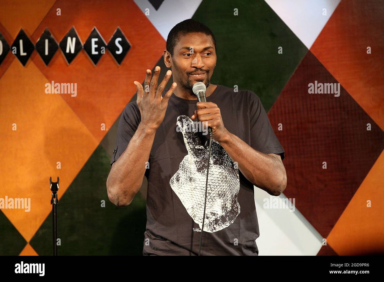 New York, NY, USA. 15 July, 2011. Ron Artest, performs at the Ron Artest - The Ultimate Tour Stand-Up Show at Caroline's On Broadway. Credit: Steve Mack/Alamy Stock Photo