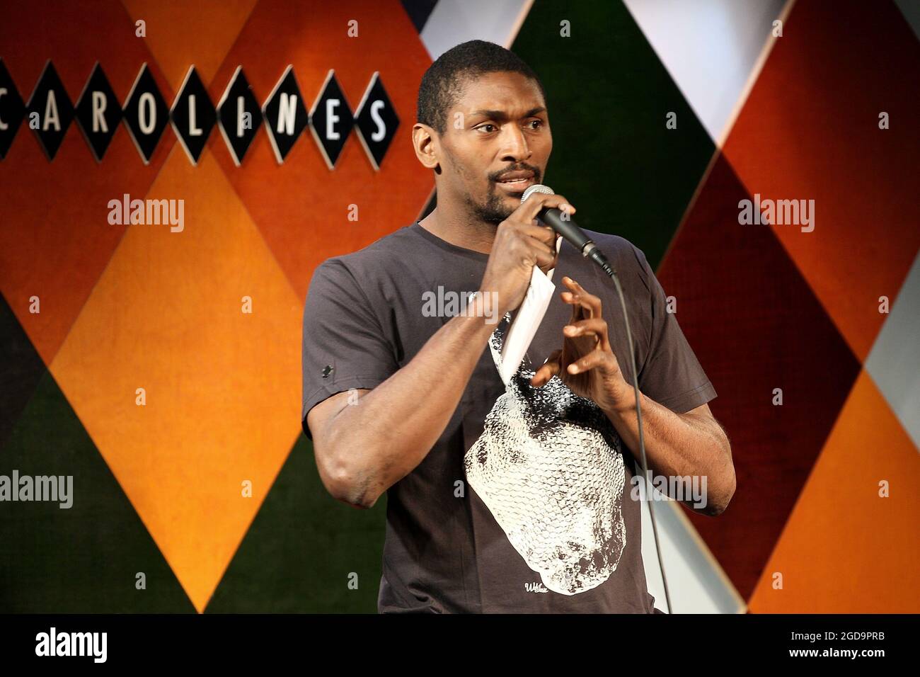 New York, NY, USA. 15 July, 2011. Ron Artest, performs at the Ron Artest - The Ultimate Tour Stand-Up Show at Caroline's On Broadway. Credit: Steve Mack/Alamy Stock Photo