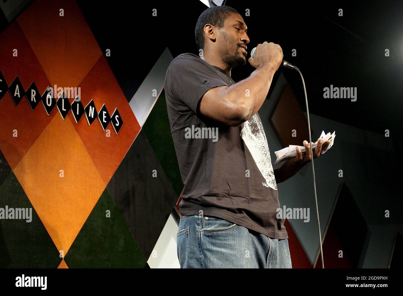 New York, NY, USA. 15 July, 2011. Ron Artest, performs at the Ron Artest - The Ultimate Tour Stand-Up Show at Caroline's On Broadway. Credit: Steve Mack/Alamy Stock Photo