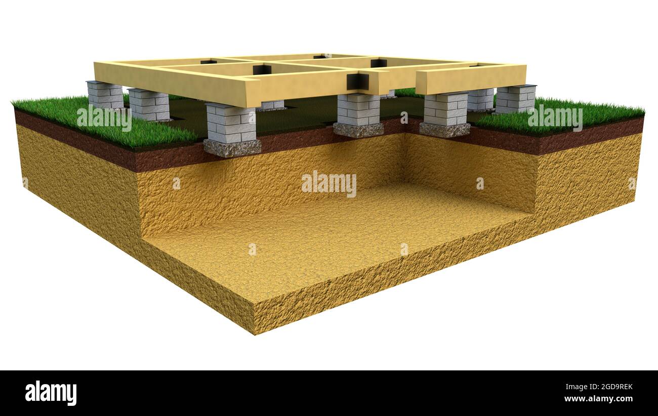 individual footing base. isolated industrial 3D rendering Stock Photo