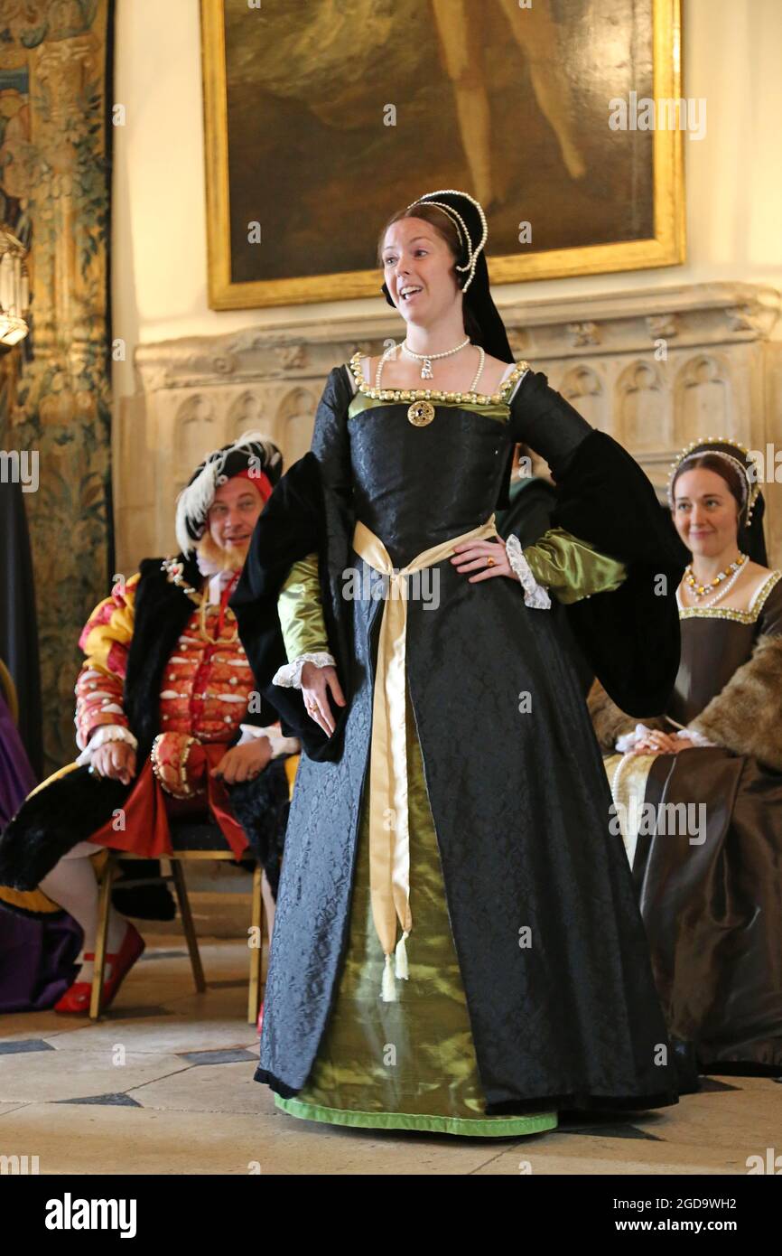 Anne Boleyn. Past-Times Living History present 'An Audience with King Henry VIII', Berkeley Castle, Gloucestershire, England, UK, Europe Stock Photo