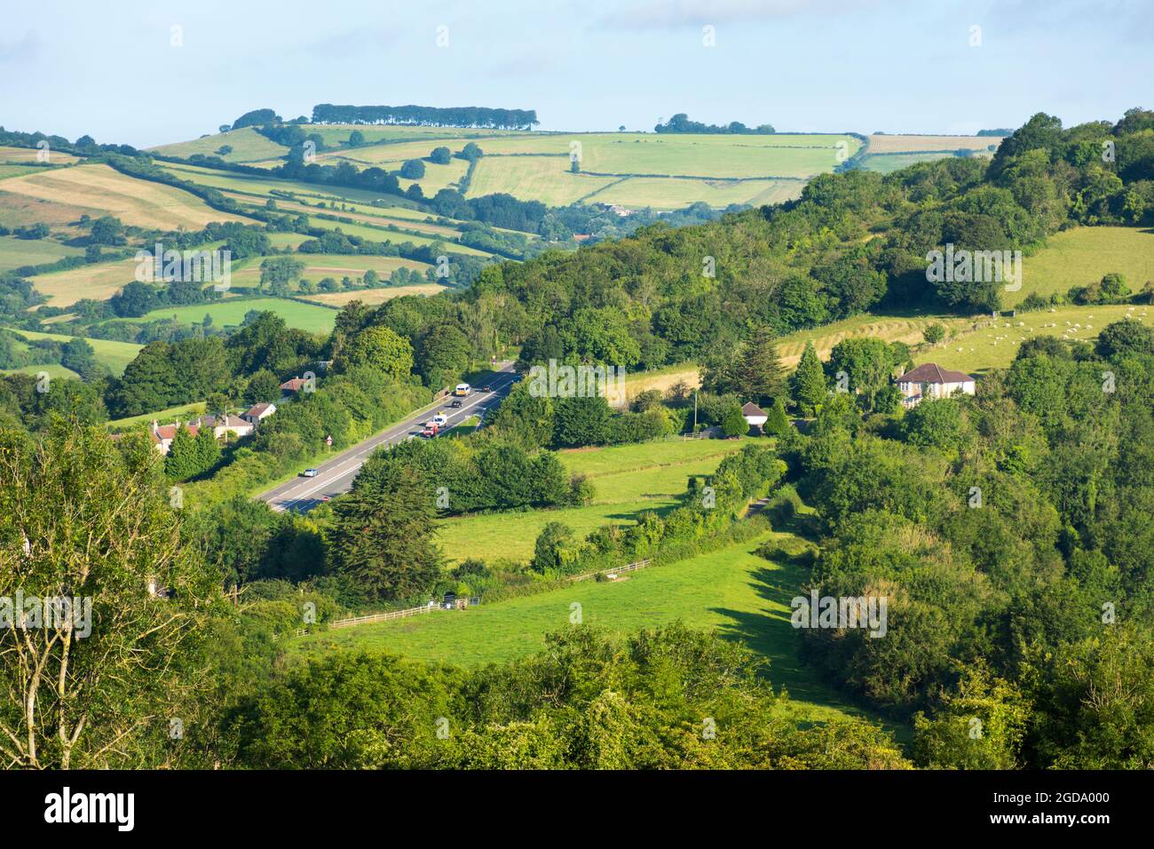 Rural roads. The A46 passes through Upper Swainswick near Bath, England, UK Stock Photo