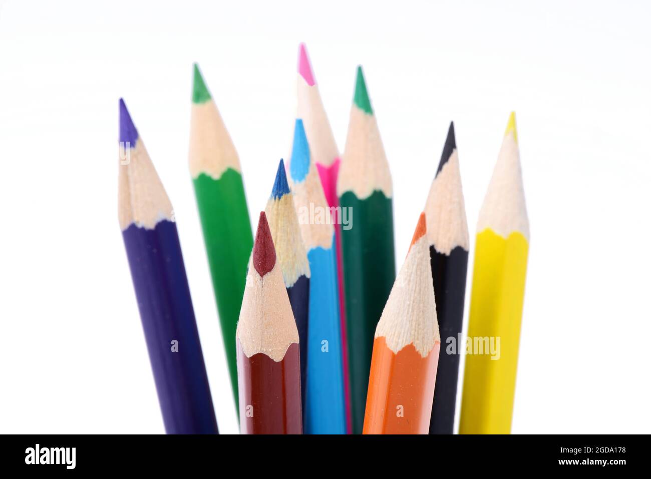 Colored pencils isolated on a white background Stock Photo