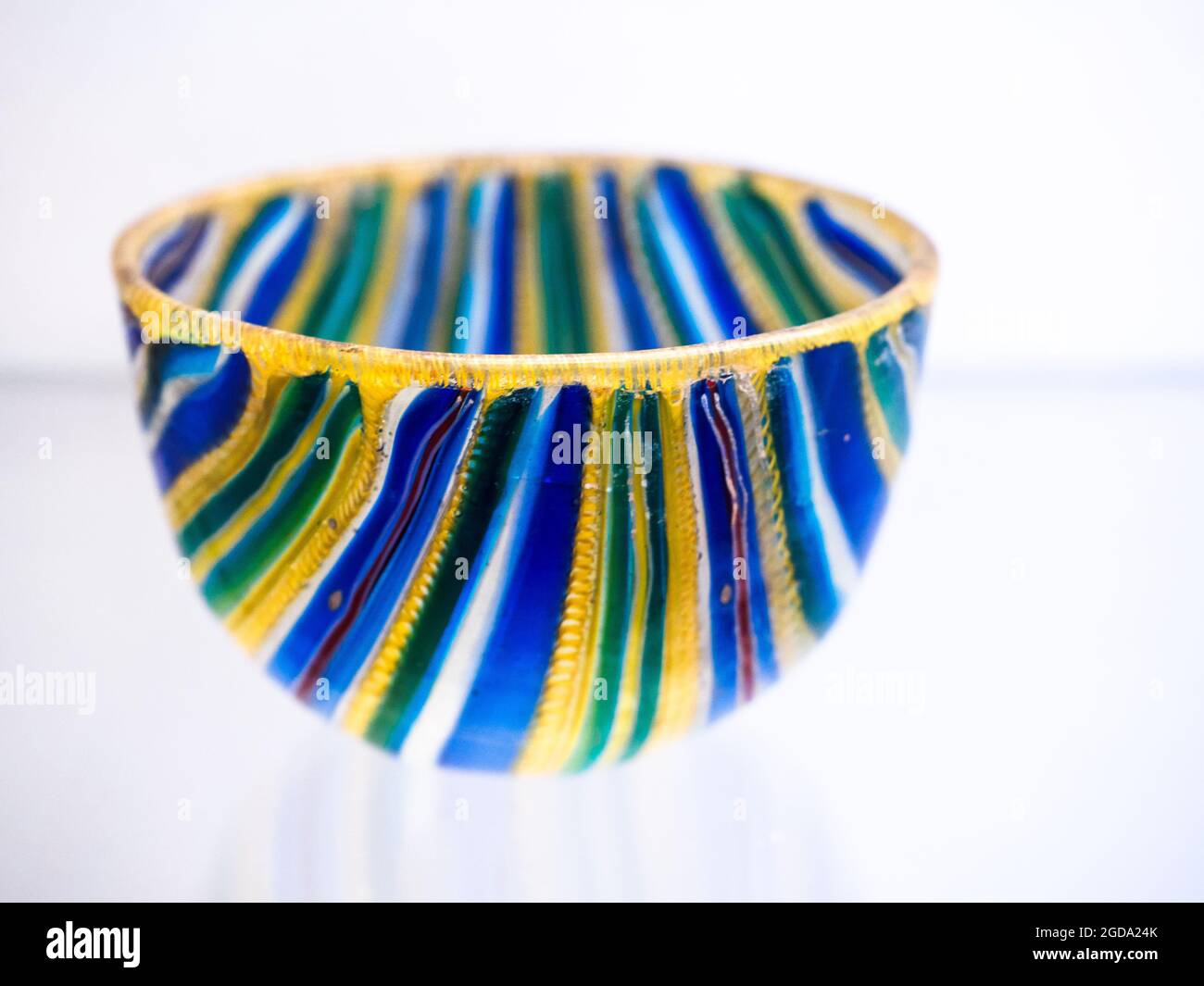 So-called millefiori ribbon small bowl Coloured mosaic glass Vesuvian area 1st century AD Stock Photo