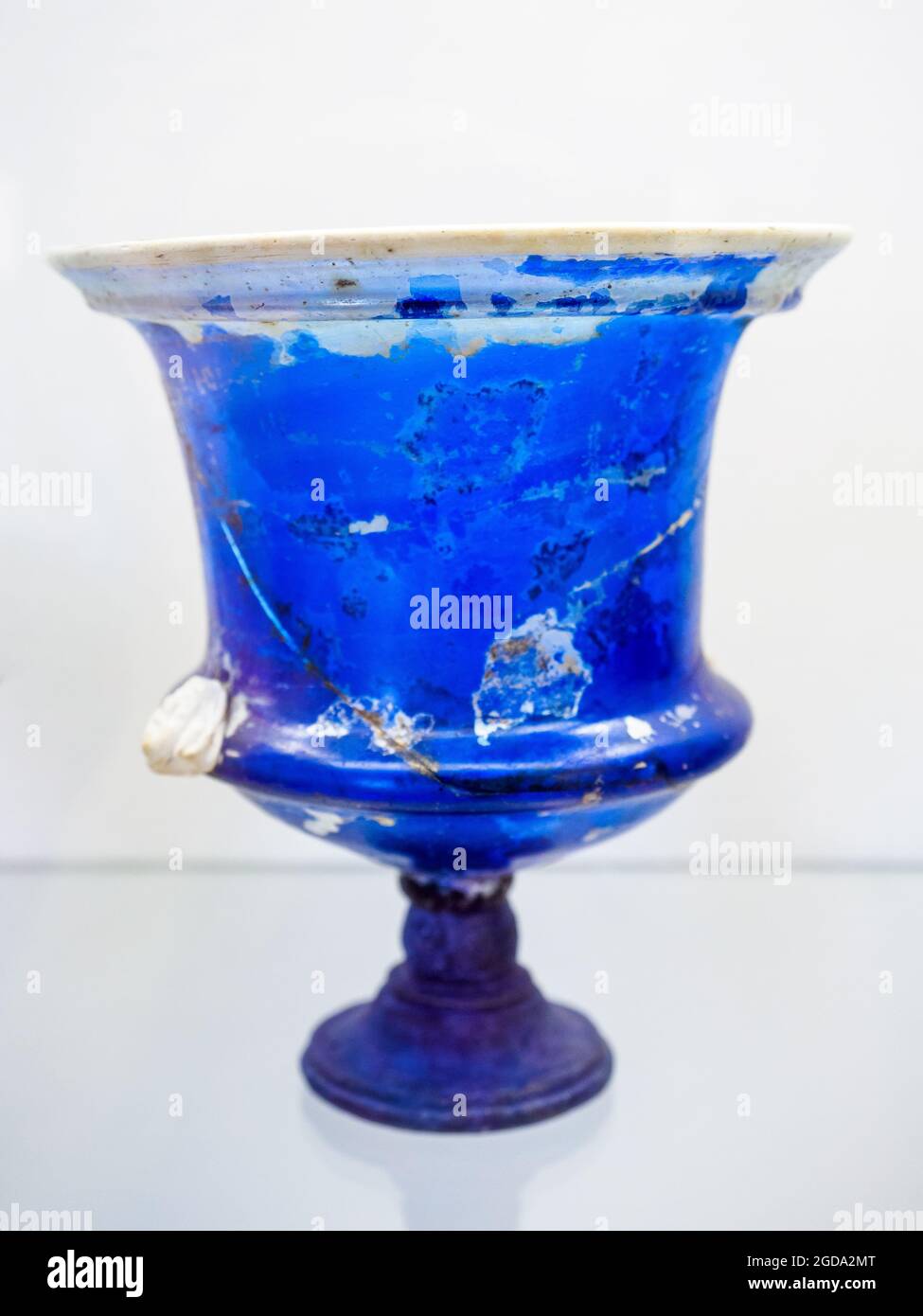 Kantharoi (deep wine cups) - free-blown blue galss from Pompeii - 1st century AD Stock Photo