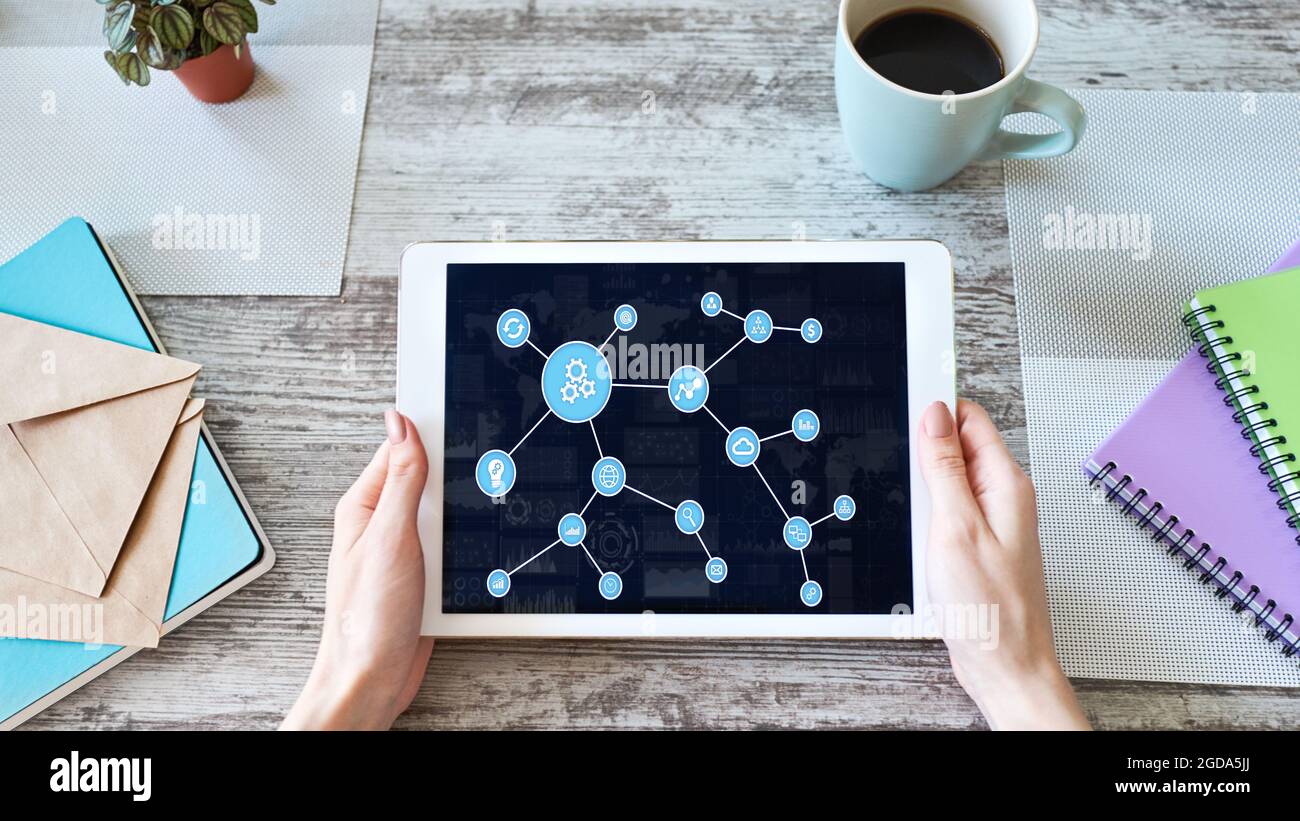 Business and manufacturing process automation. Workflow optimization. Stock Photo
