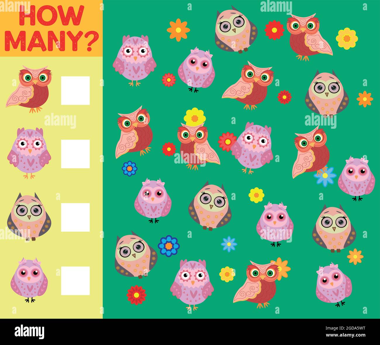 Cartoon Illustration of Educational Counting Activity Game for Children ...