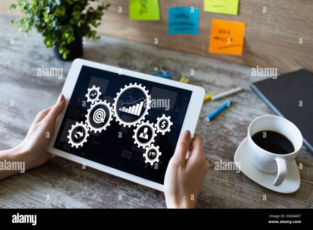 Business process workflow and automation concept on screen. Stock Photo