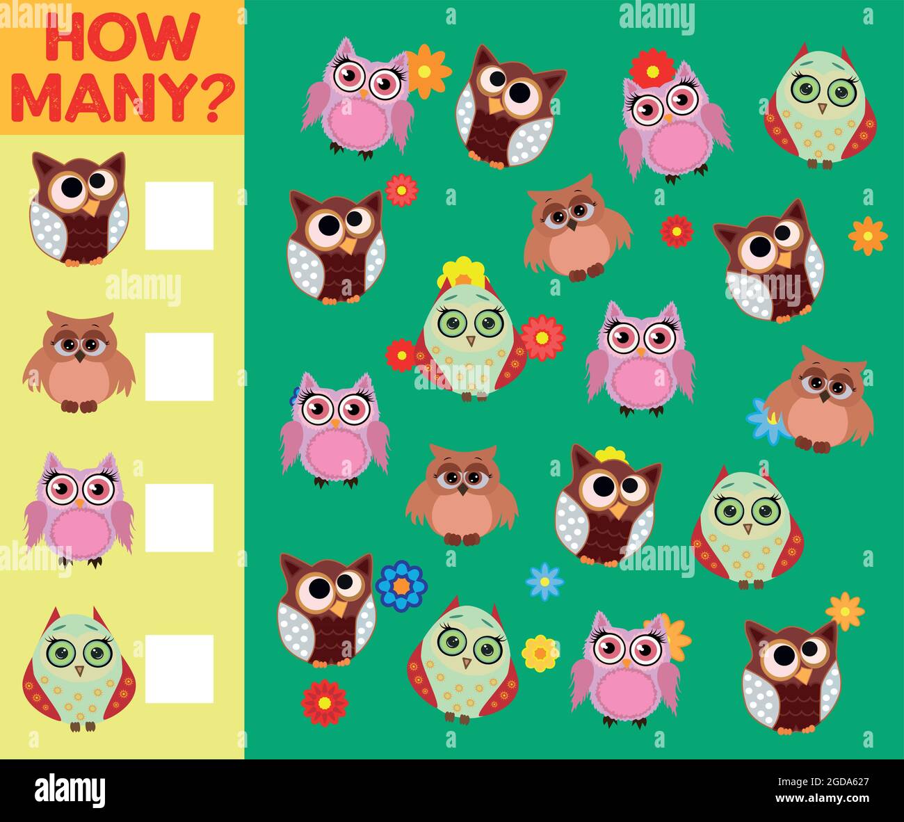 Cartoon Illustration of Educational Counting Activity Game for Children ...