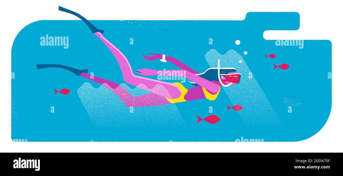 Woman snorkeling underwater with mask and snorkel Stock Photo Alamy