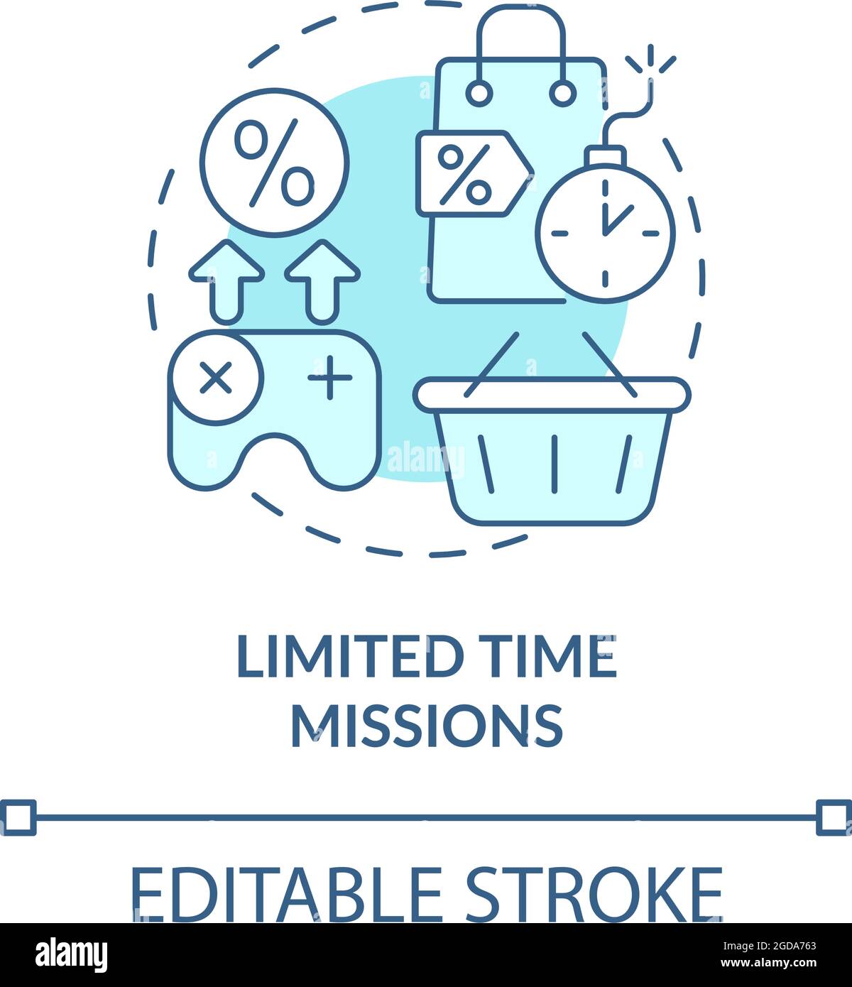 Limited time missions blue concept icon Stock Vector
