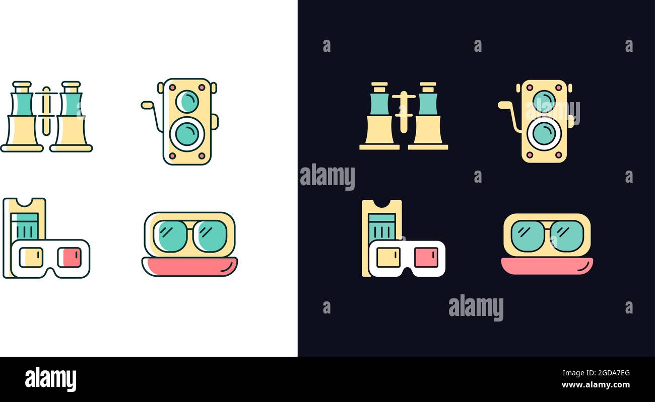 Authentic vintage light and dark theme RGB color icons set Stock Vector ...