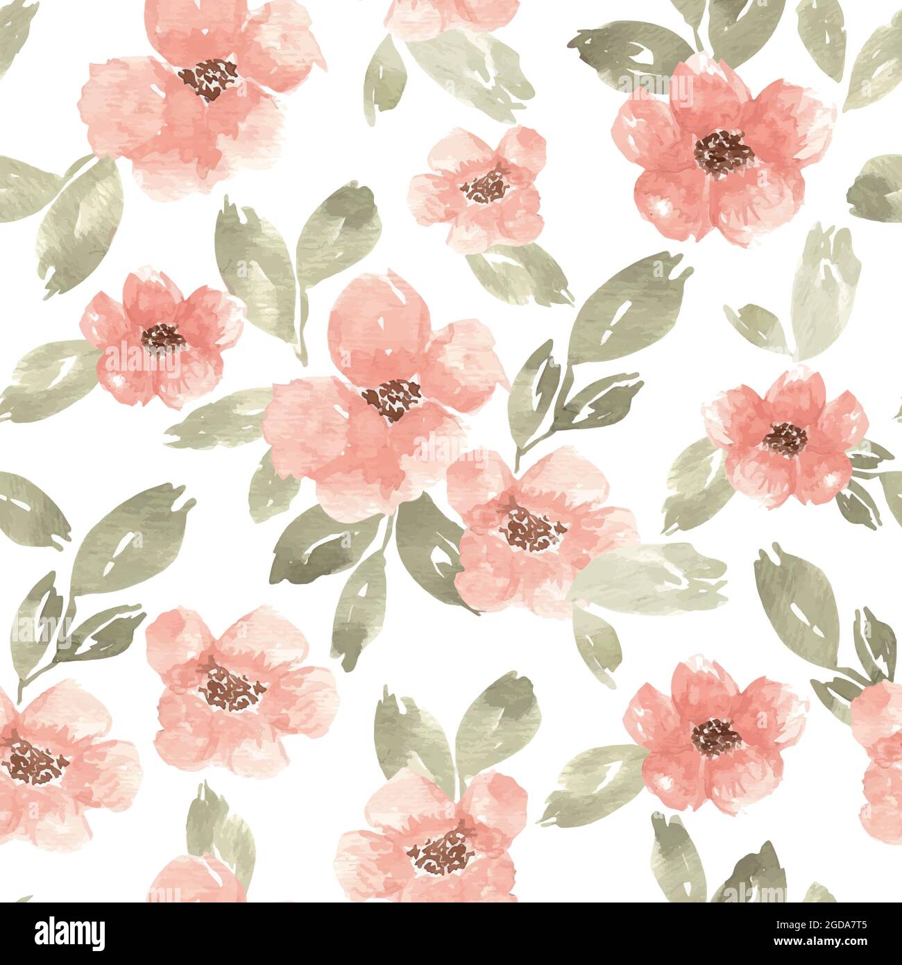Pattern with abstract peach flowers and watercolor leaves on a transparent  background Stock Vector Image & Art - Alamy