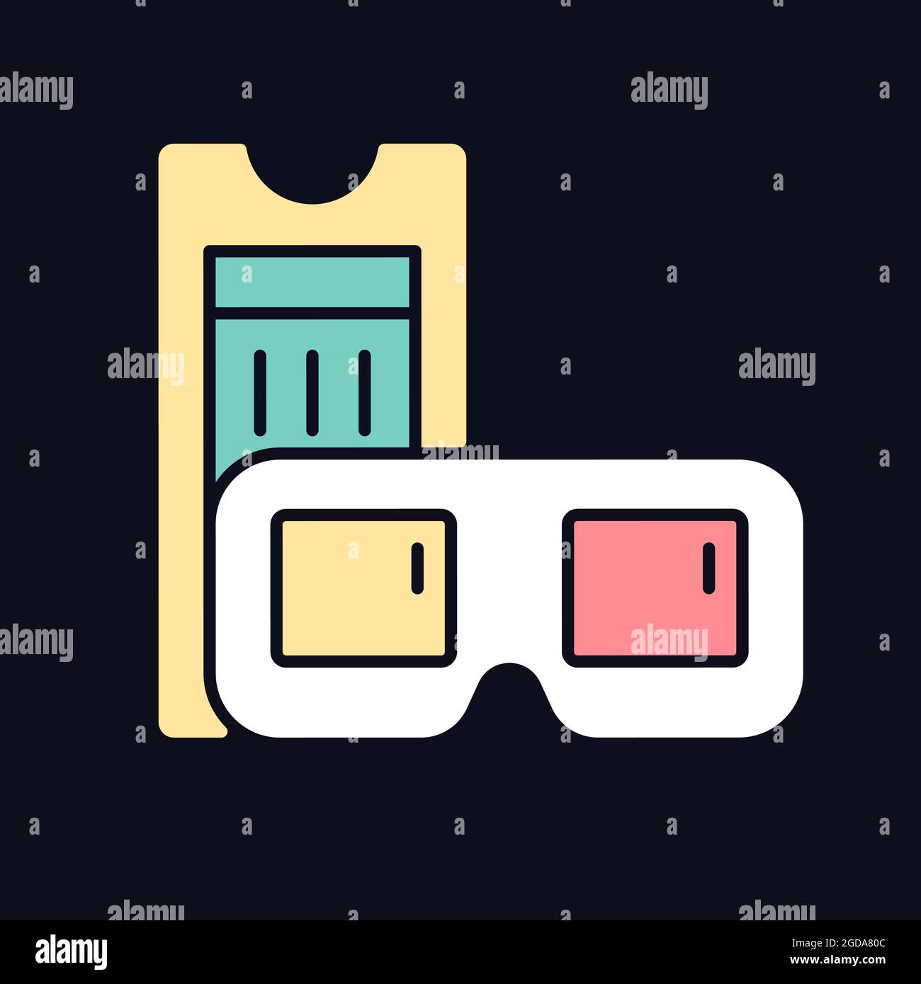 Vintage 3D cinema glasses RGB color icon for dark theme Stock Vector ...
