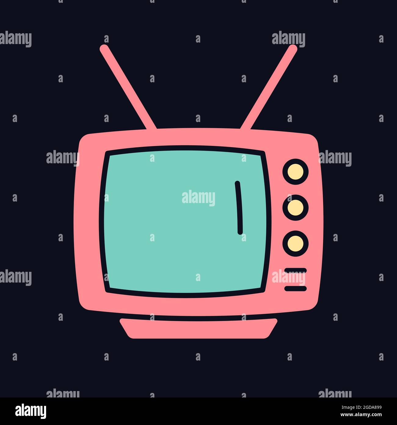 Old-style television RGB color icon for dark theme Stock Vector Image ...