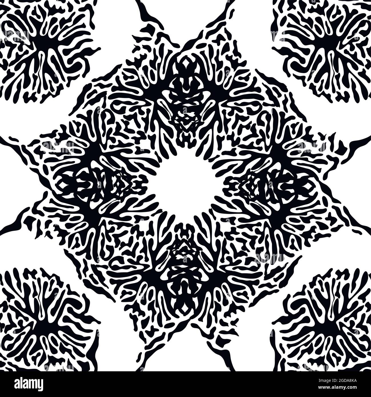 Stylish doodle seamless pattern with splash pattern black on white ...