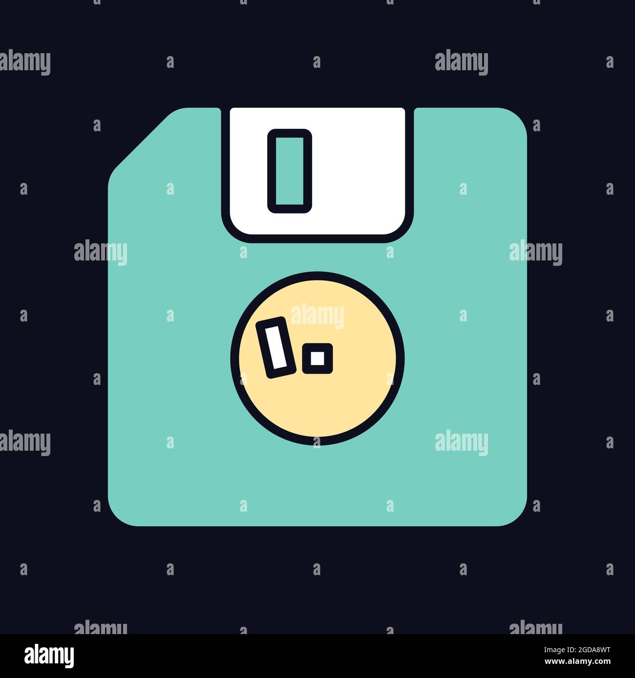 Diskette RGB color icon for dark theme Stock Vector