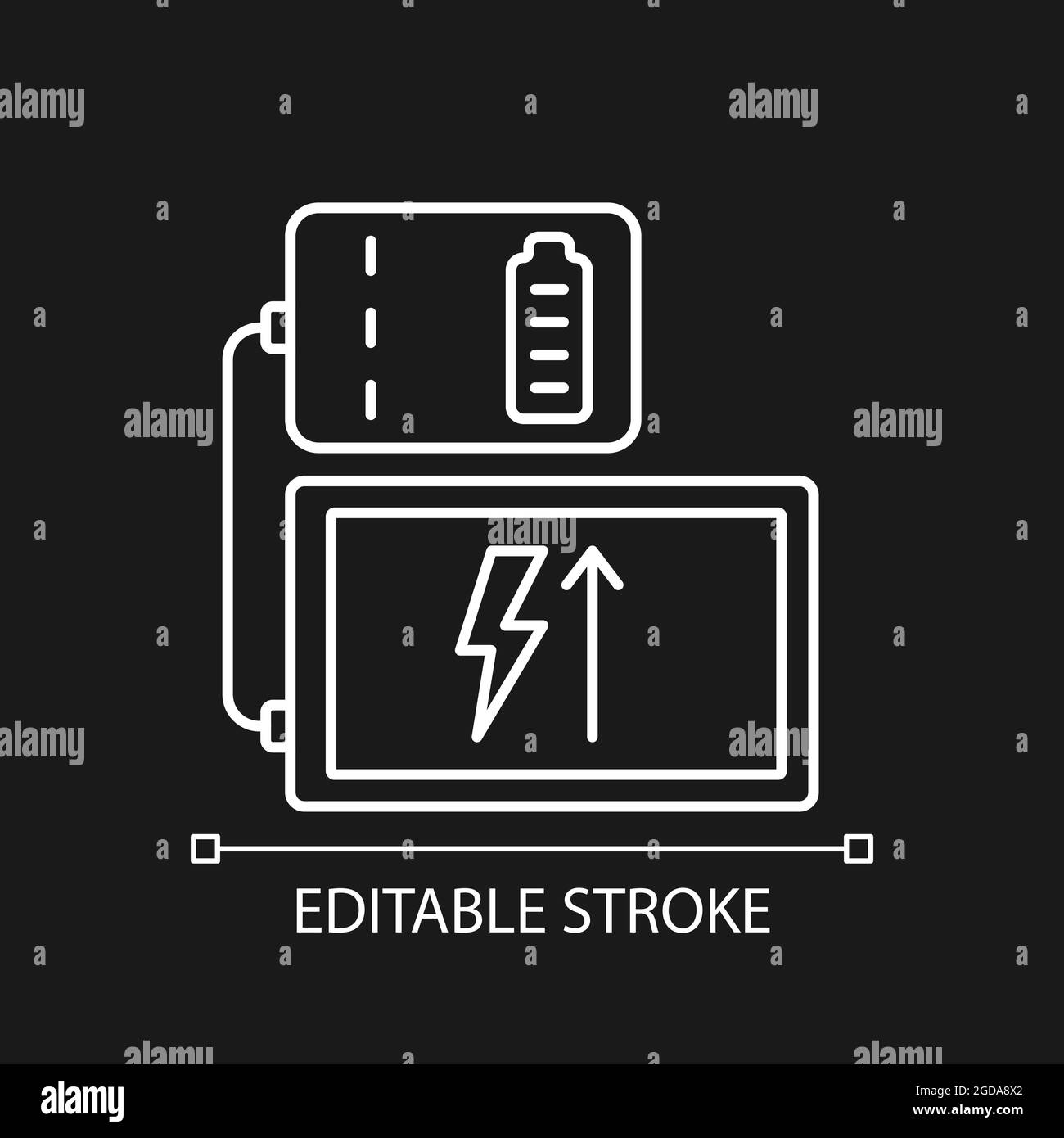 Powerbank for tablet white linear manual label icon for dark theme ...