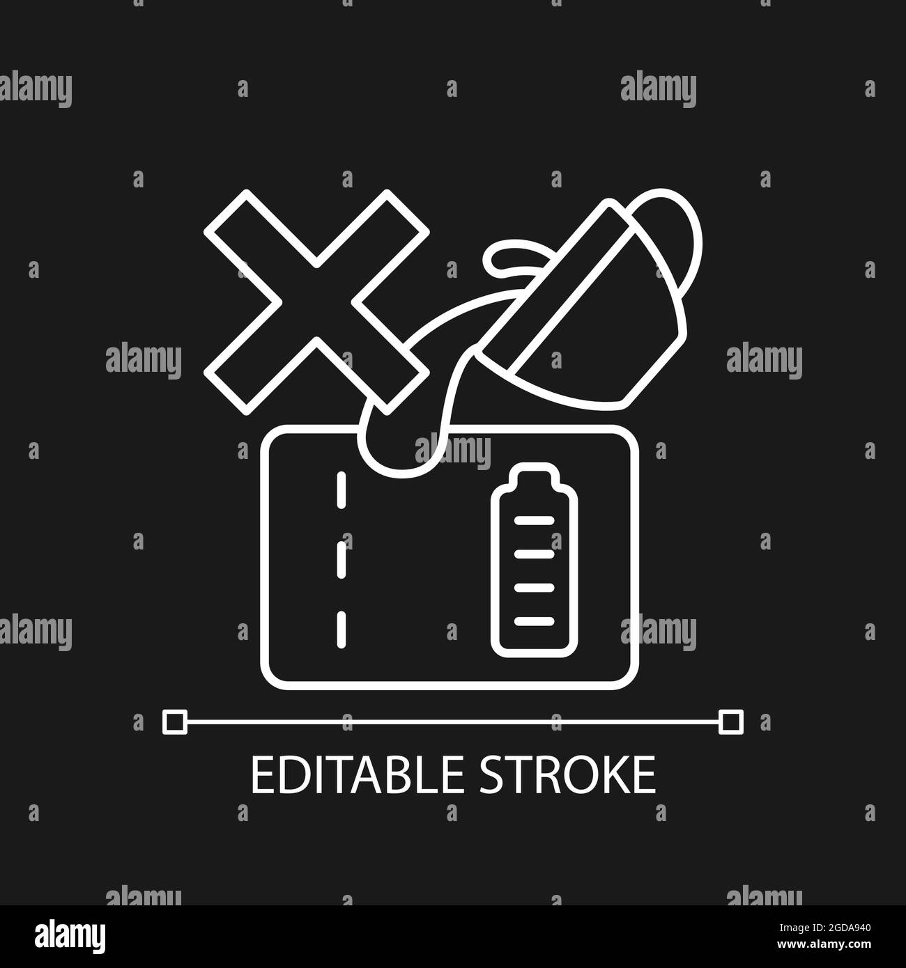 Dont spill on powerbank white linear manual label icon for dark theme ...