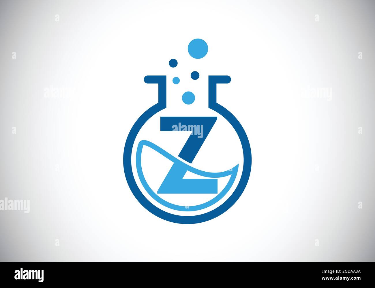 Initial Z monogram alphabet with lab glass, chemical liquid, and ...