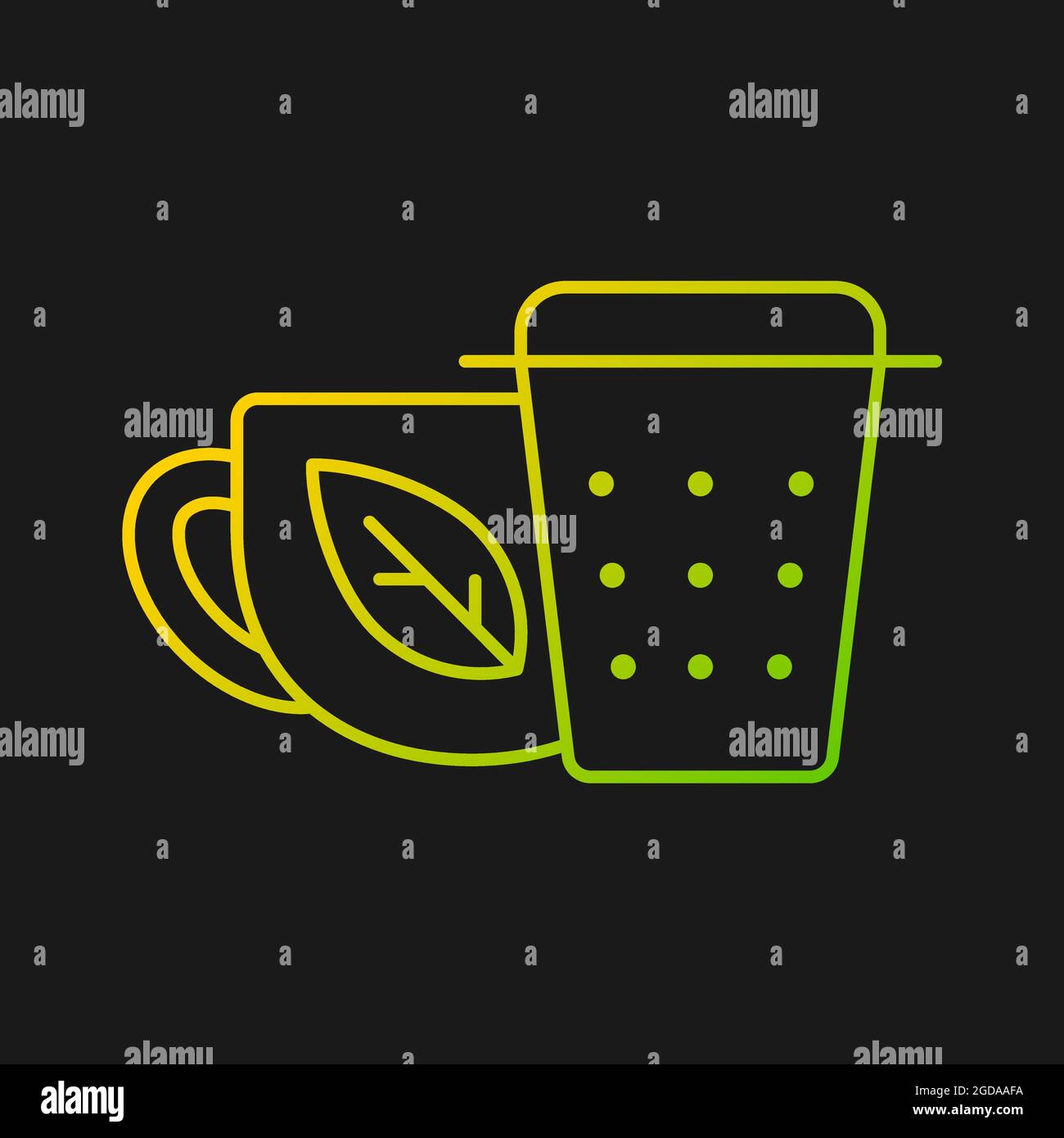 Metal tea infuser, strainer gradient vector icon for dark theme Stock Vector