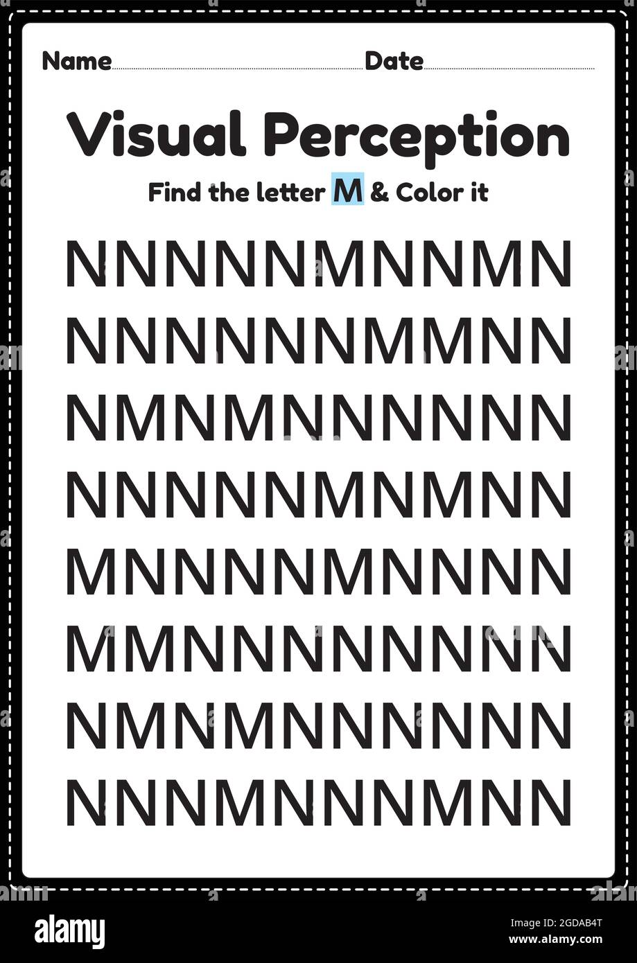 visual perceptual skills activity of alphabet letters worksheet for preschool and kindergarten kids that helps develop eyes and brain activities stock vector image art alamy