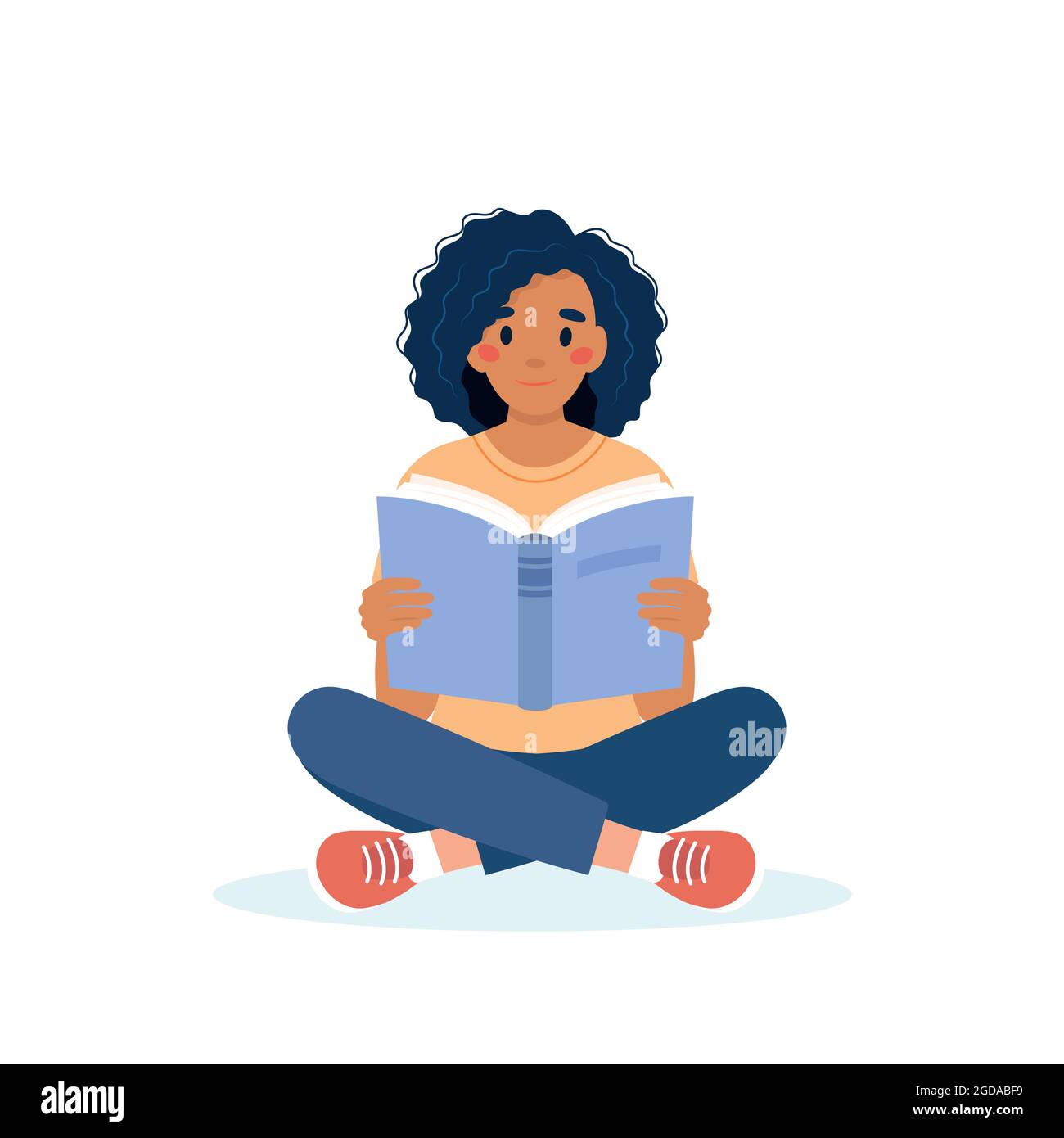 Cartoon woman reading book hi-res stock photography and images - Alamy
