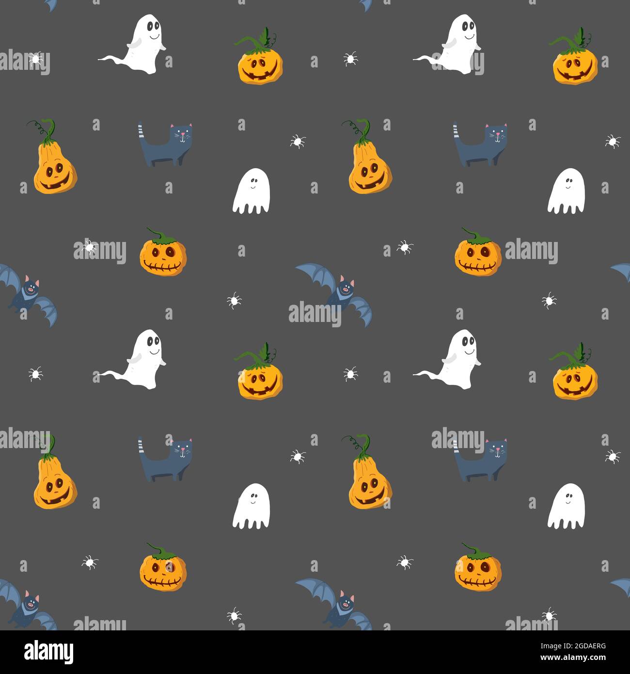 Halloween seamless pattern design. Cute cartoon elements, holiday ...