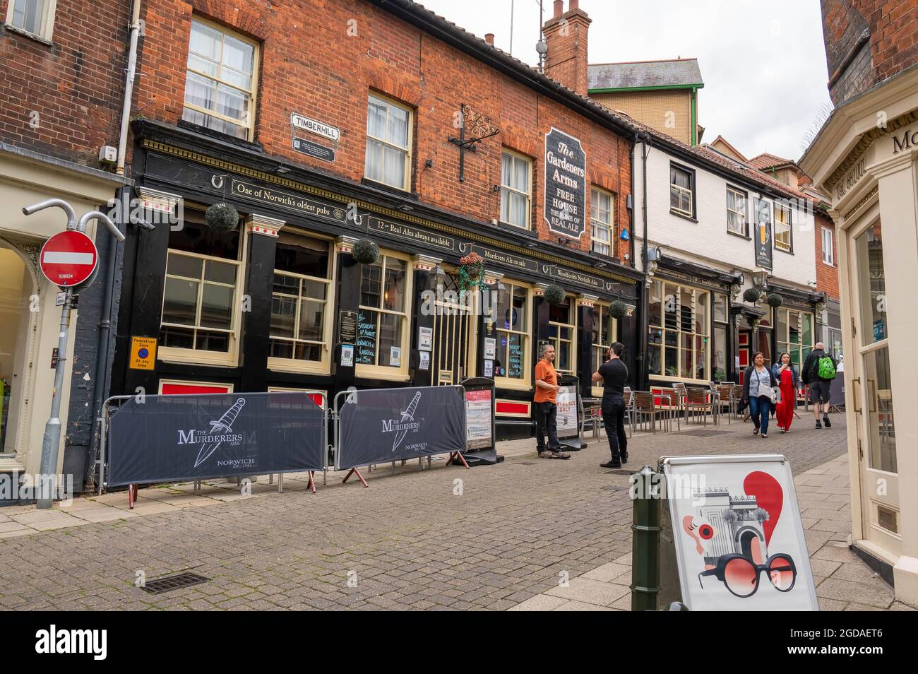 One of the oldest pubs named is the   Murderers Arms public house also known as The Gardeners Arms on Timber Hill Norwich Stock Photo