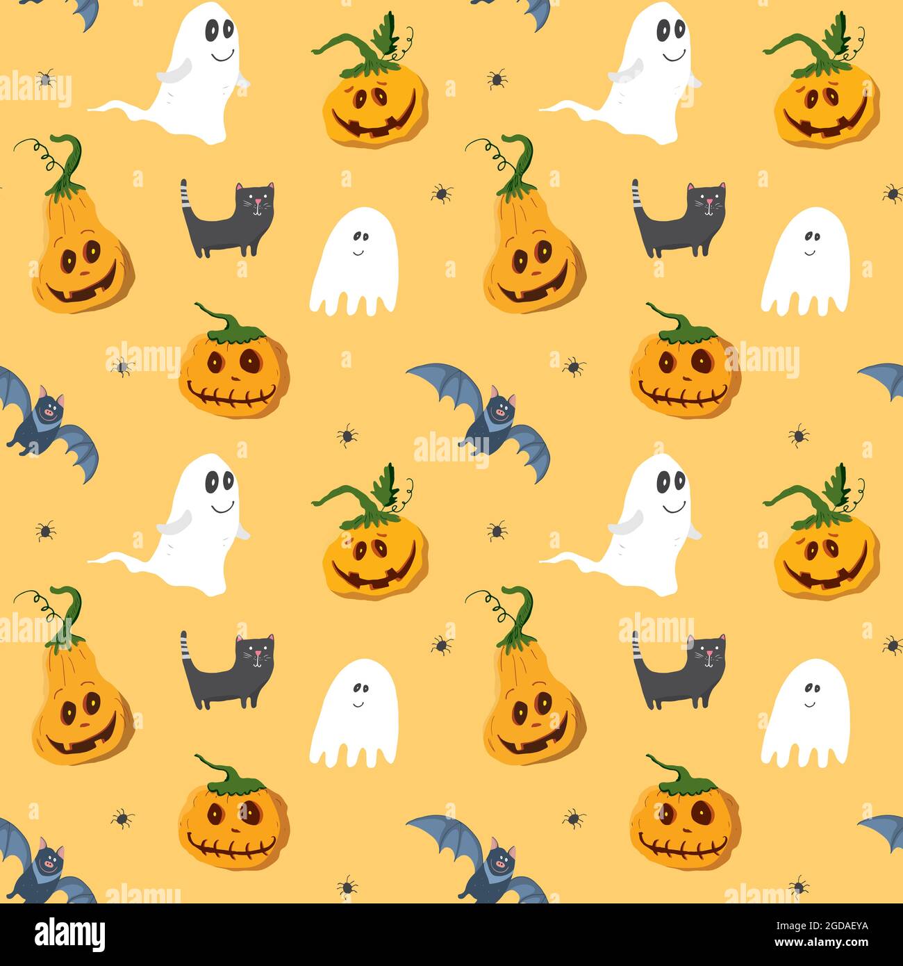 Halloween seamless pattern design. Cute cartoon elements, holiday ...