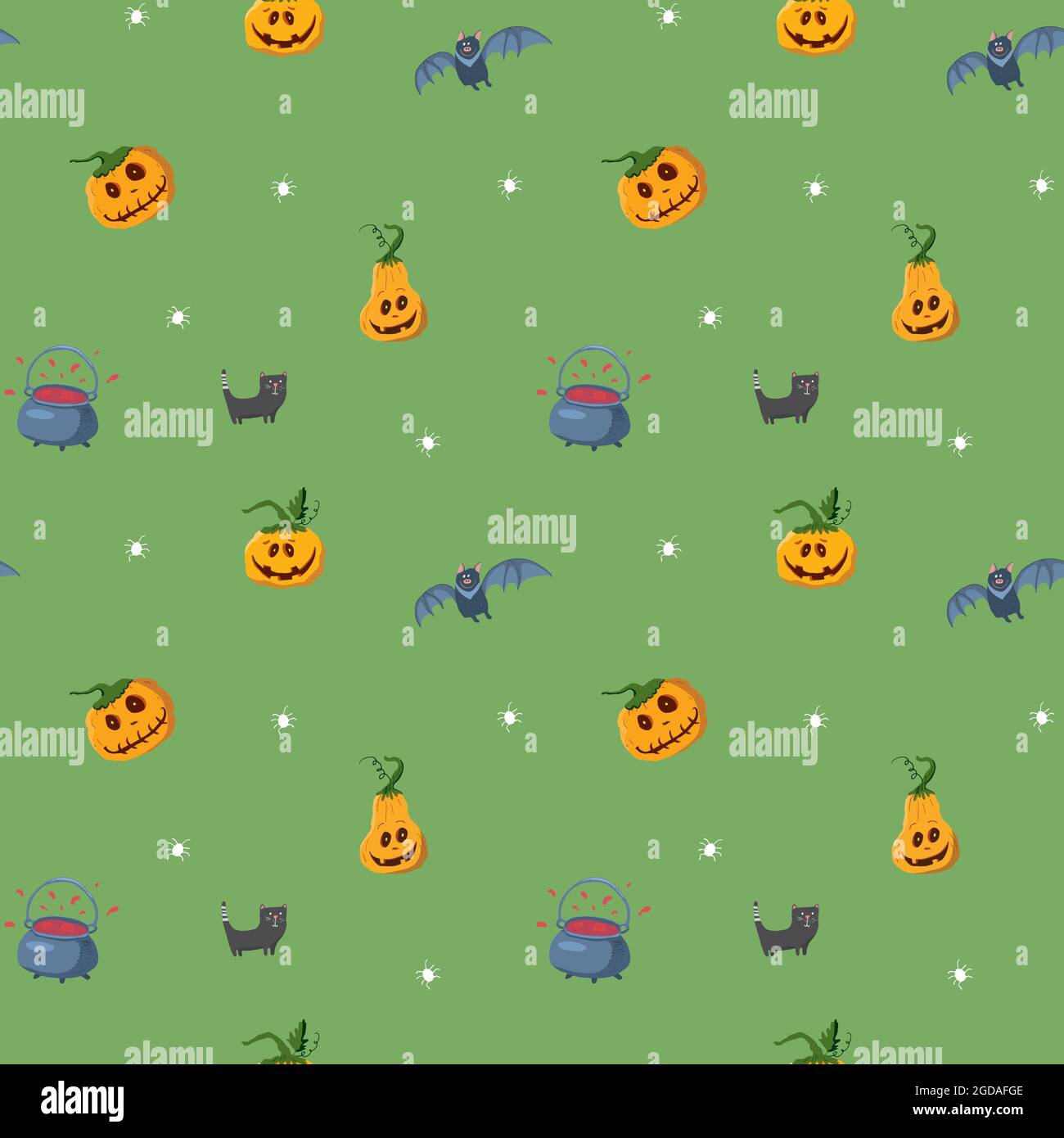Halloween seamless pattern design. Cute cartoon elements, holiday ...