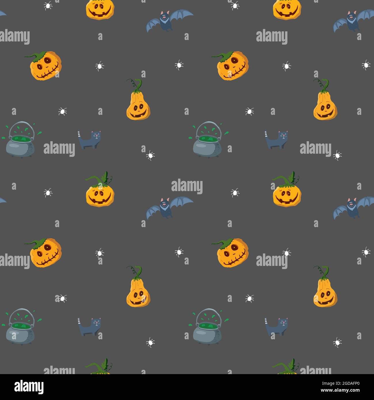 Halloween seamless pattern design. Cute cartoon elements, holiday ...