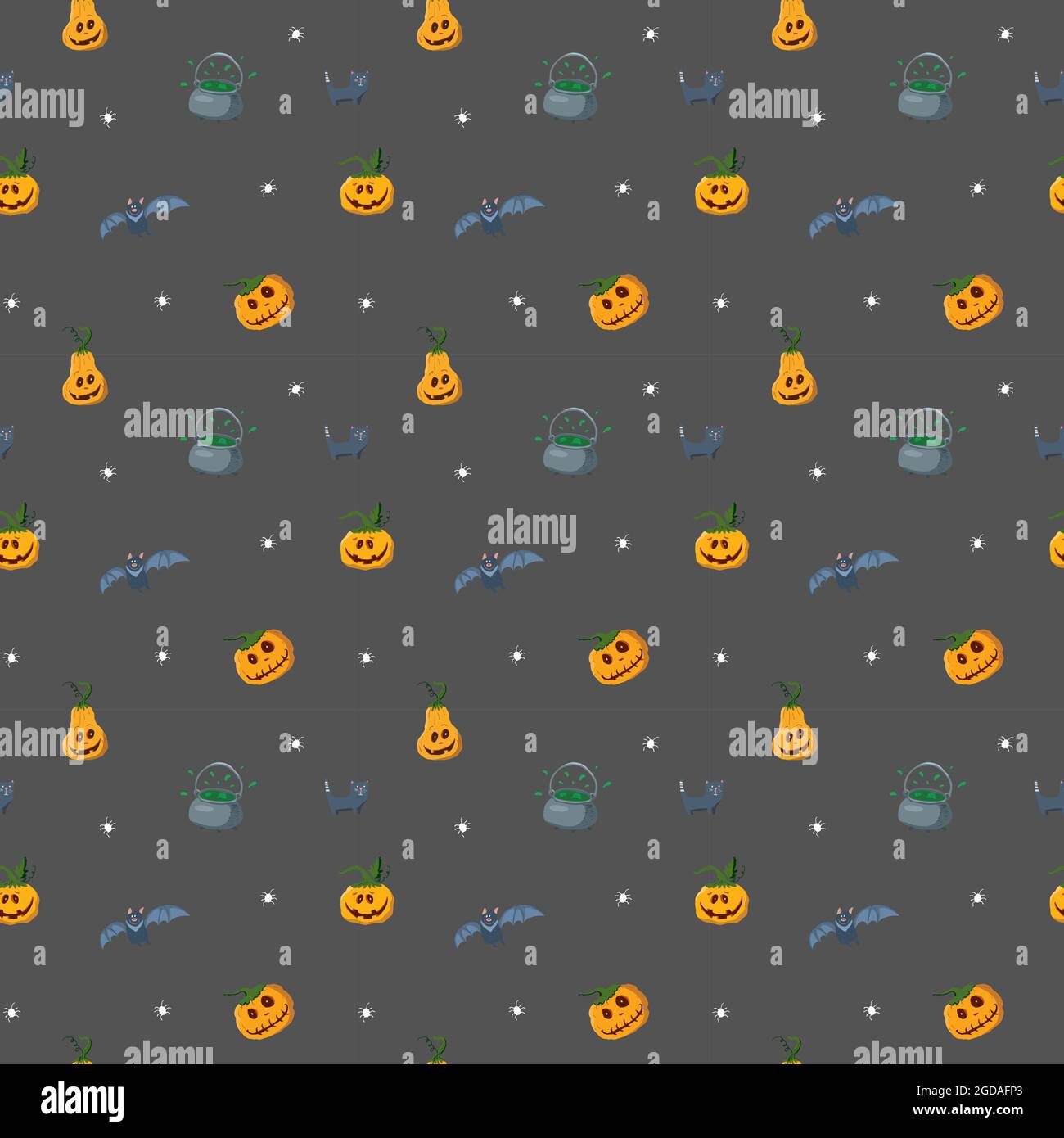 Halloween seamless pattern design. Cute cartoon elements, holiday ...