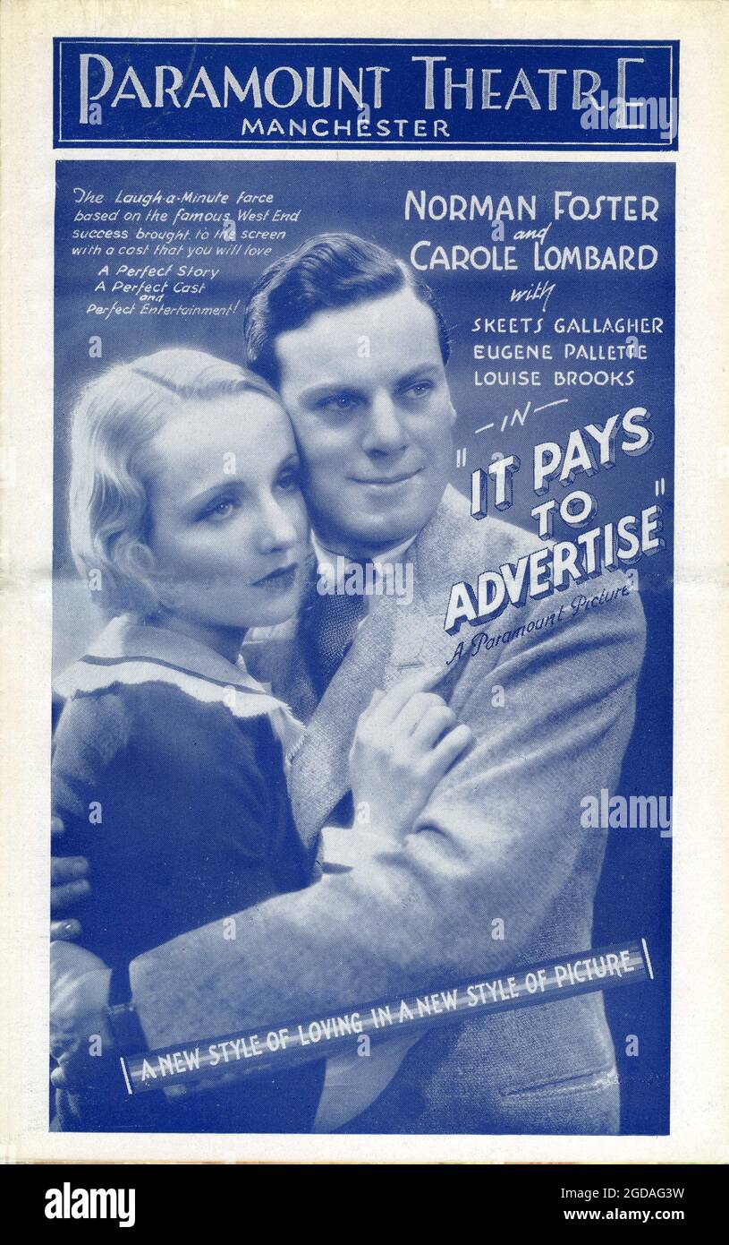 CAROLE LOMBARD NORMAN FOSTER and LOUISE BROOKS in IT PAYS TO ADVERTISE 1931 director FRANK TUTTLE from play by Walter C. Hackett and Roi Cooper Megrue costume design Travis Banton Paramount Pictures Stock Photo