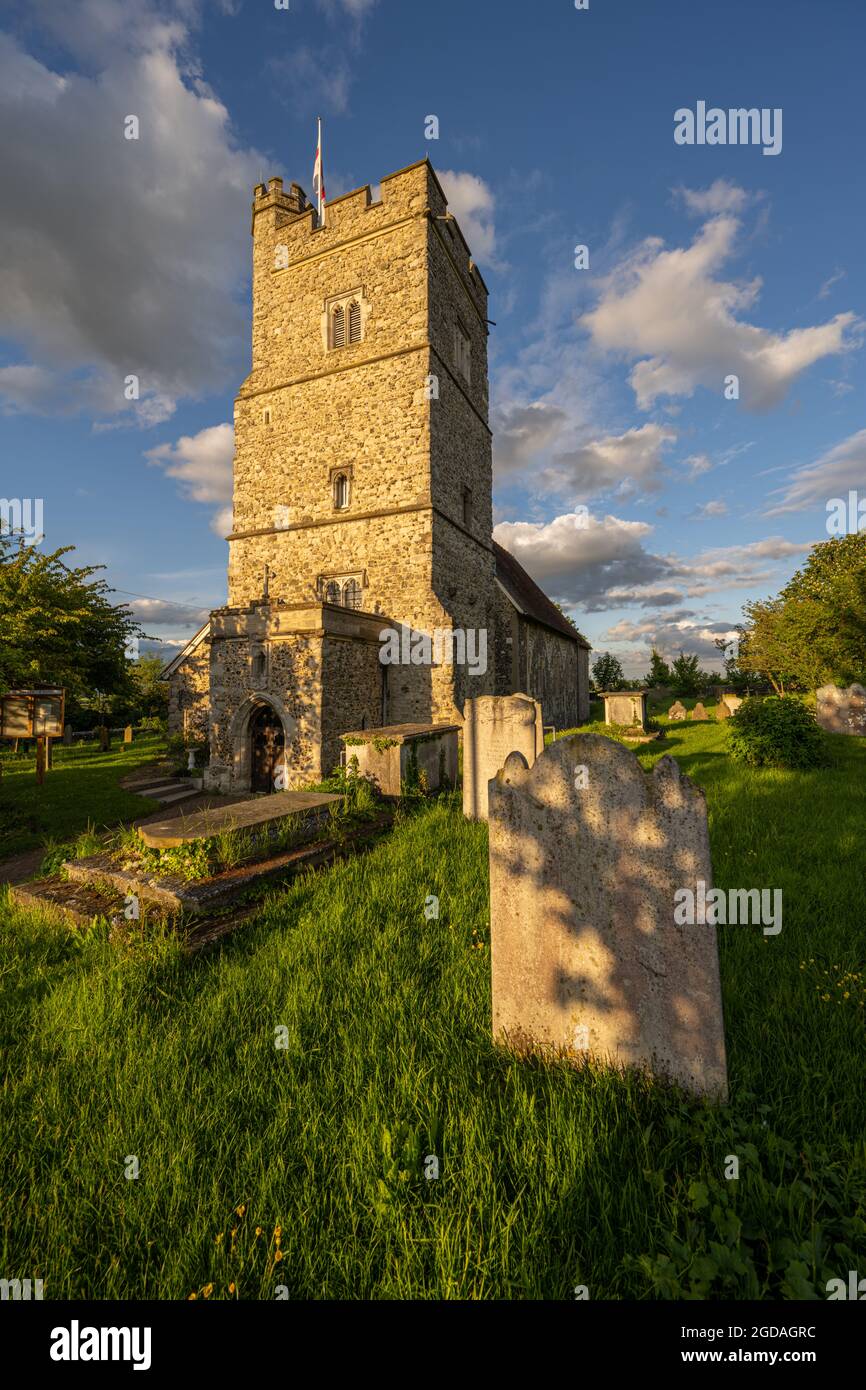 Saint Mary’s church Chalk, near Gravesend, Kent. Taken at Sunset Stock Photo