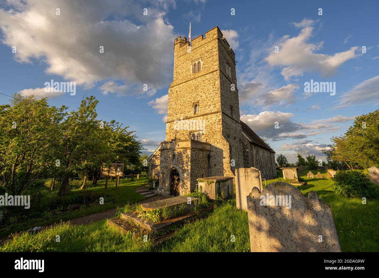 Saint Mary’s church Chalk, near Gravesend, Kent. Taken at Sunset Stock Photo