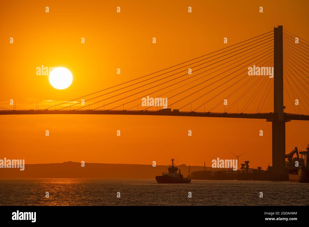 The Dartford bridge and the river Thames at Sunset Stock Photo