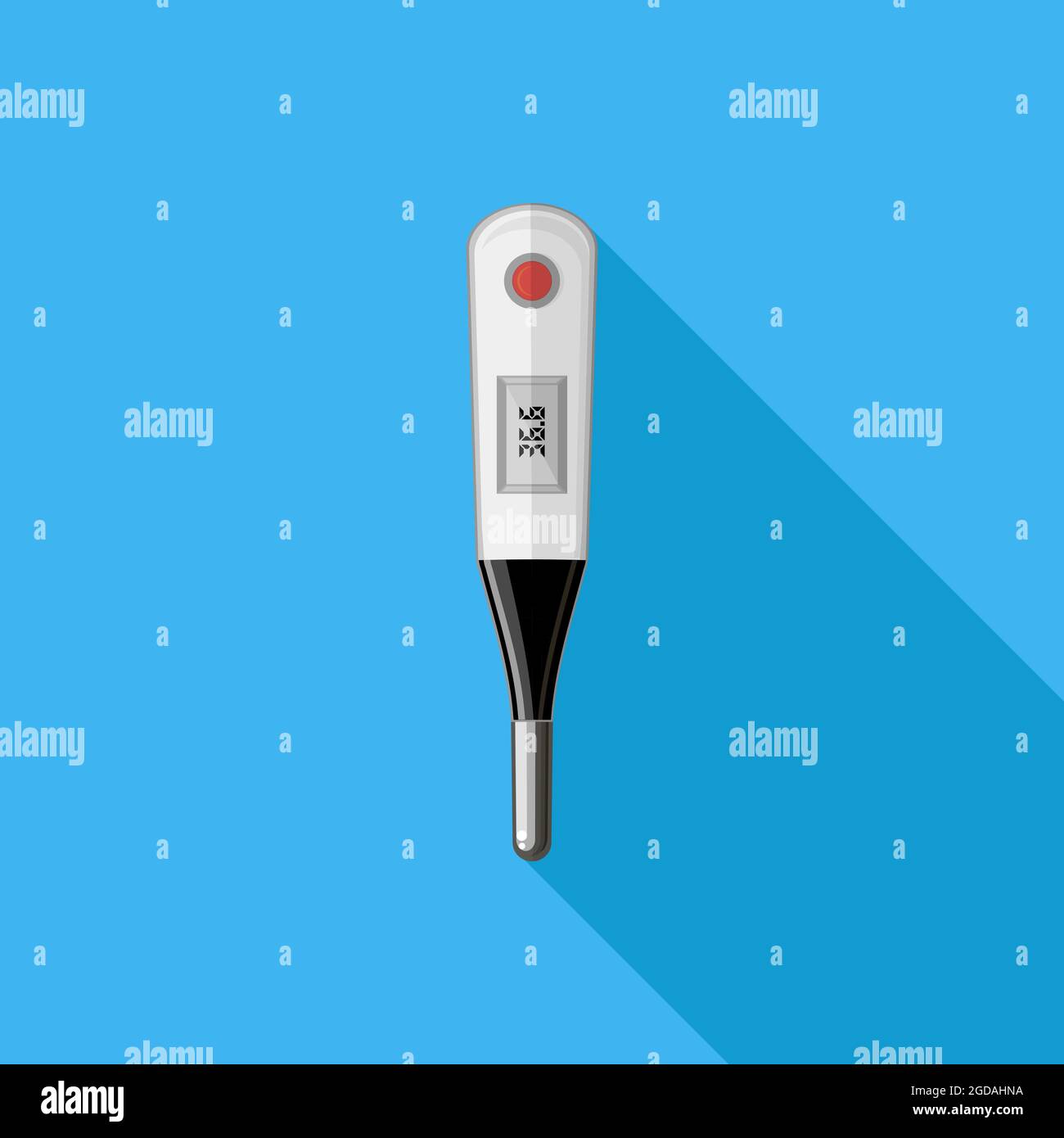 Modern Digital Medical Thermometer Isolated on Blue Background